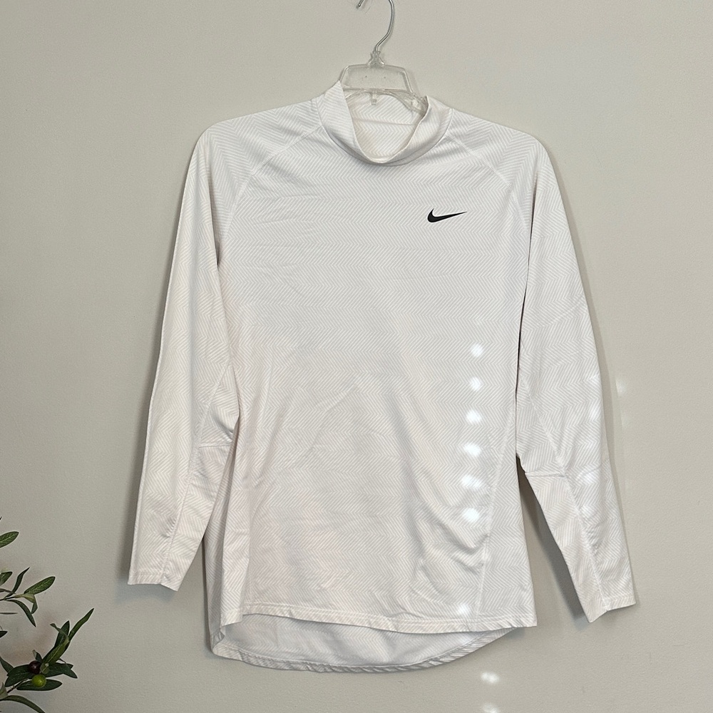 Nike White Long Sleeve Top with Black Logo